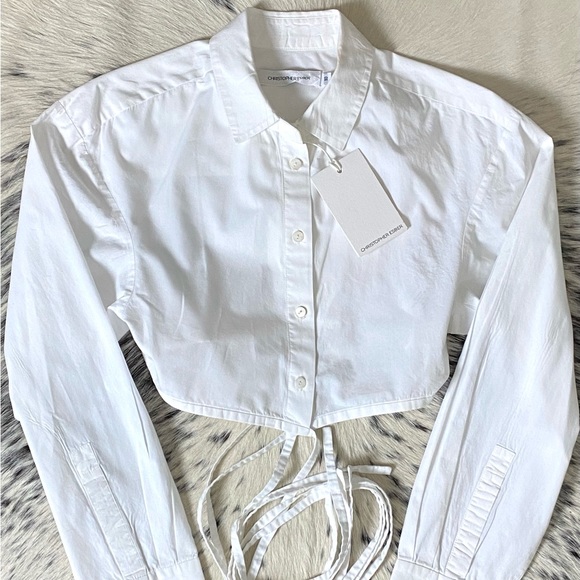 CHRISTOPHER ESBER CROPPED COTTON WRAP TOP, SZ AUS/8 US/4 WHITE - Picture 6 of 16